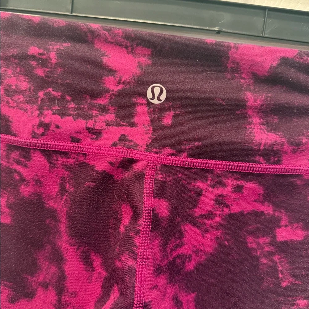 💪🩵💗Lululemon Magenta Tie-Dye Leggings | High Rise Yoga Workout Pants | Small
